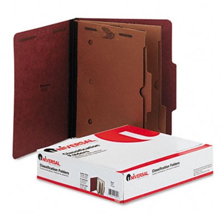 UNIVERSAL BATTERY Universal Pressboard Folder with 2 Dividers Letter 6-Section Red 10/box 10325